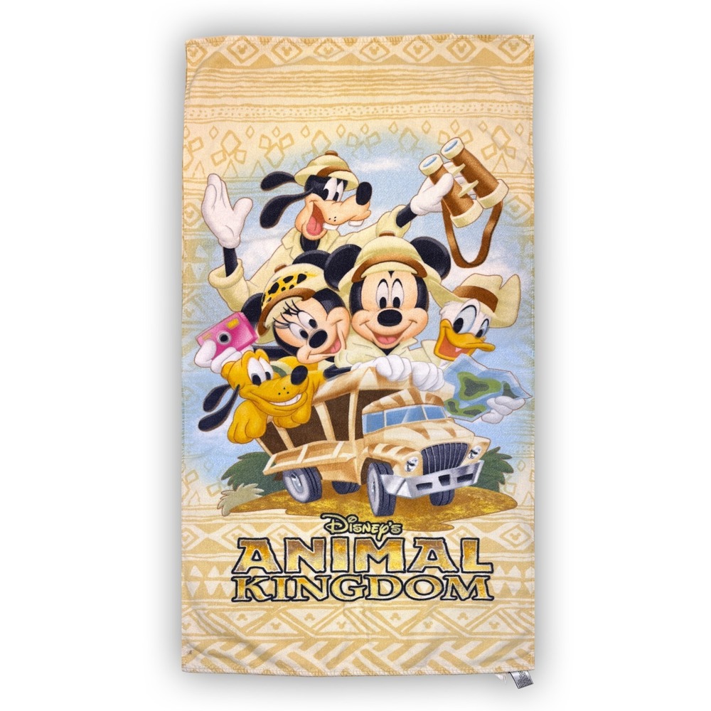 VTG Disney Parks Animal Kingdom Oversized Heavy Weight Beach Towel Fab 5 Mickey